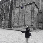 Flying hats in MeiÃŸen, picture by Matteo Facchini, Erasmus in Dresden 2011-2012 (Germany). In the picture: Cristina Eccher.